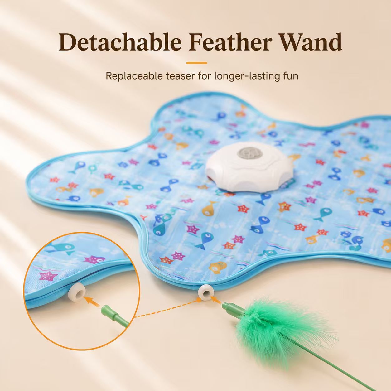 Automatic Starfish Interactive Cat Toy Mat with Feather