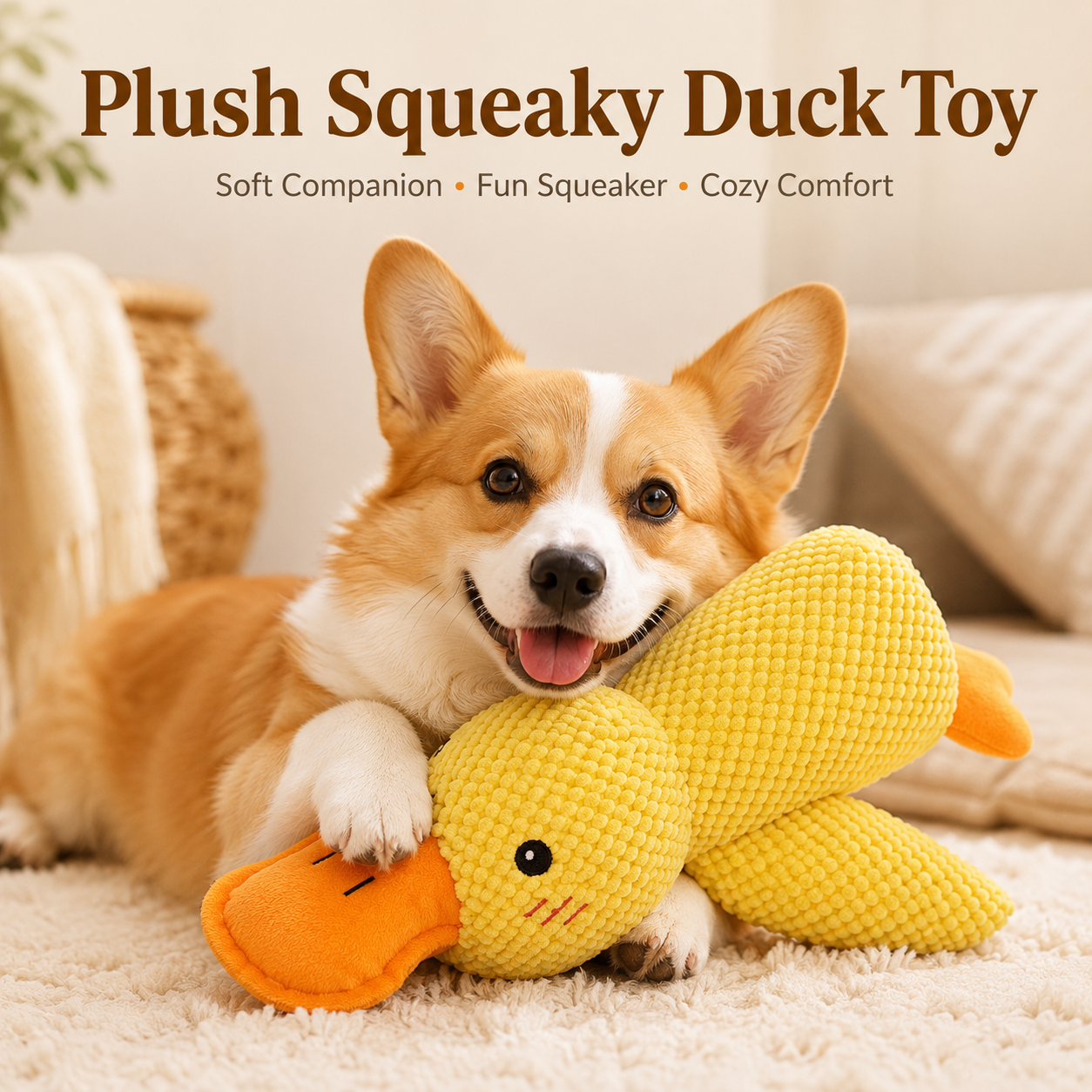 Squeaky Plush Duck Comfort Toy for Dogs