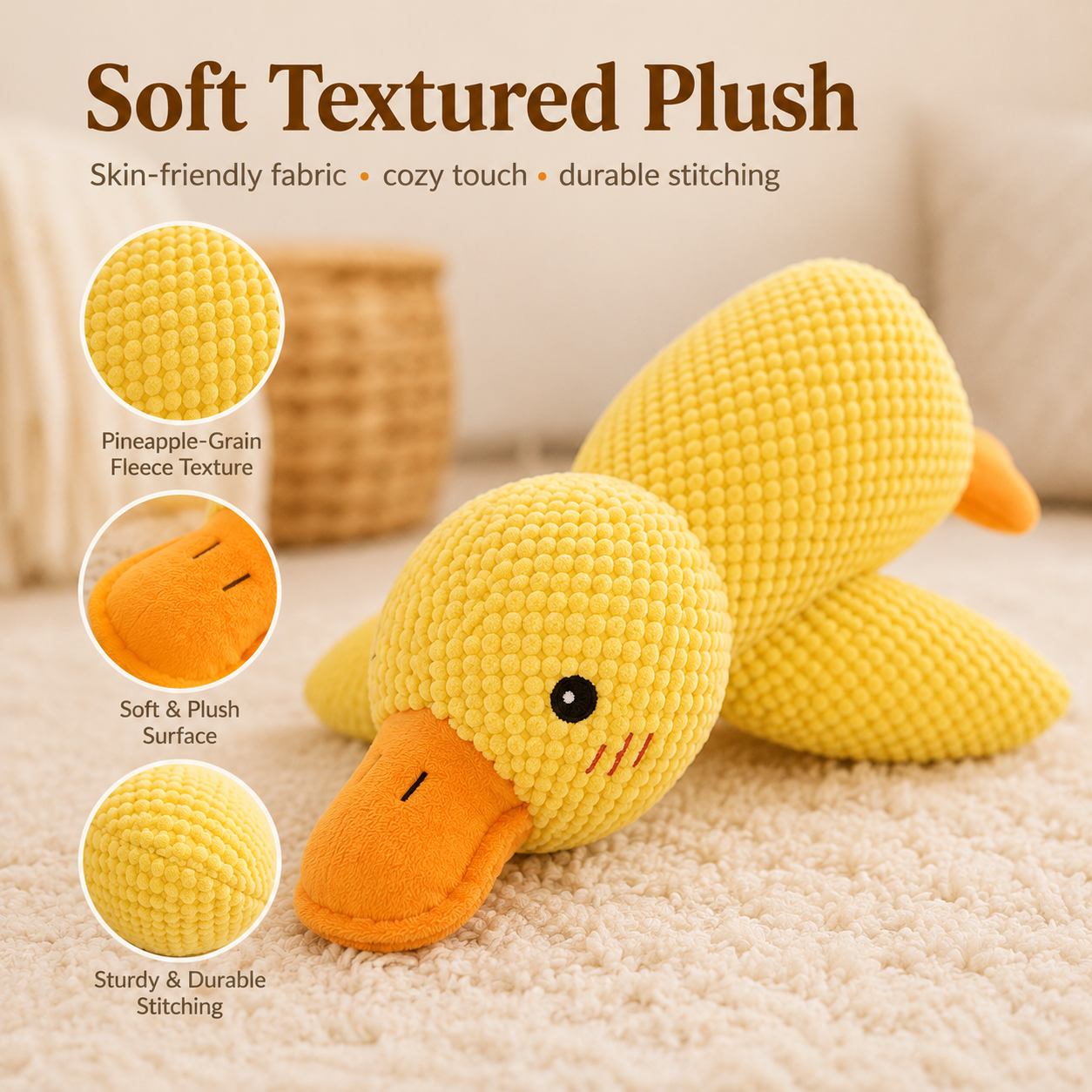 Squeaky Plush Duck Comfort Toy for Dogs