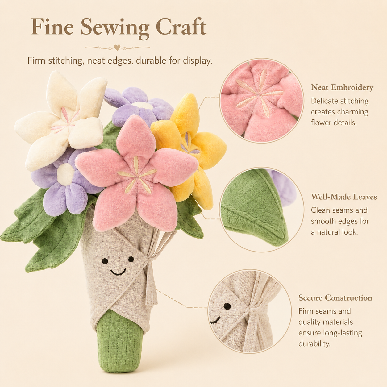 Cartoon Smiling Plush Flower Bouquet Stuffed Toy