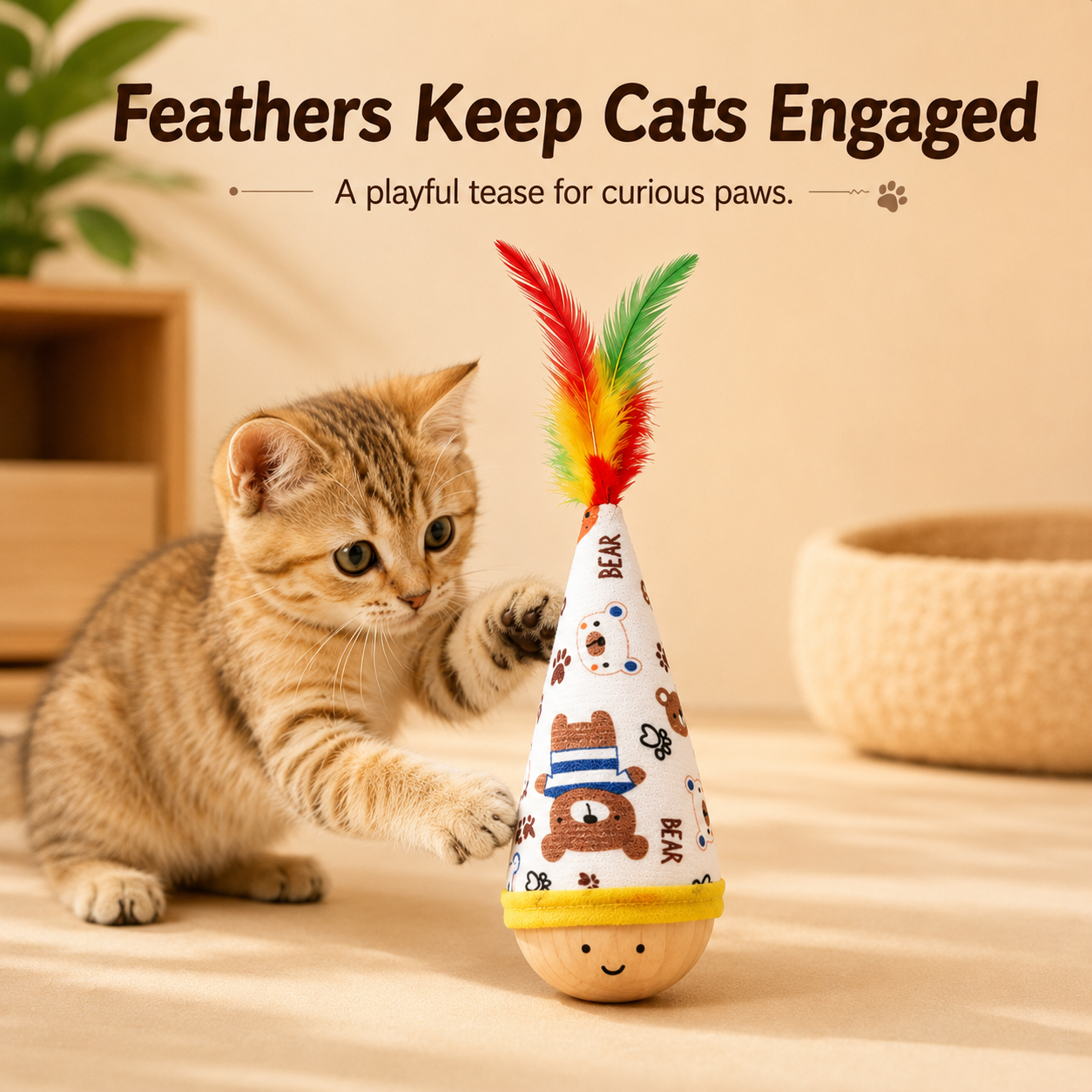 Feather Tumbler Cat Interactive Toy
