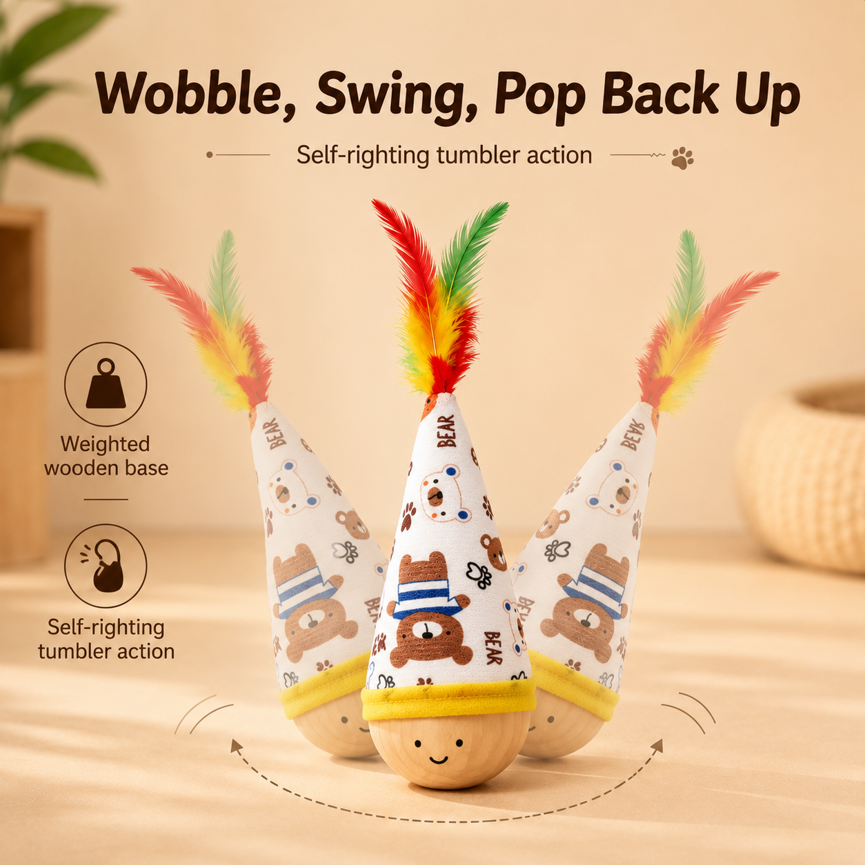 Feather Tumbler Cat Interactive Toy