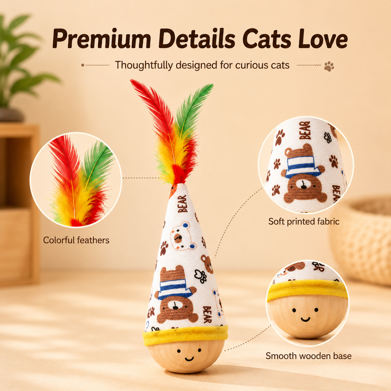 Feather Tumbler Cat Interactive Toy