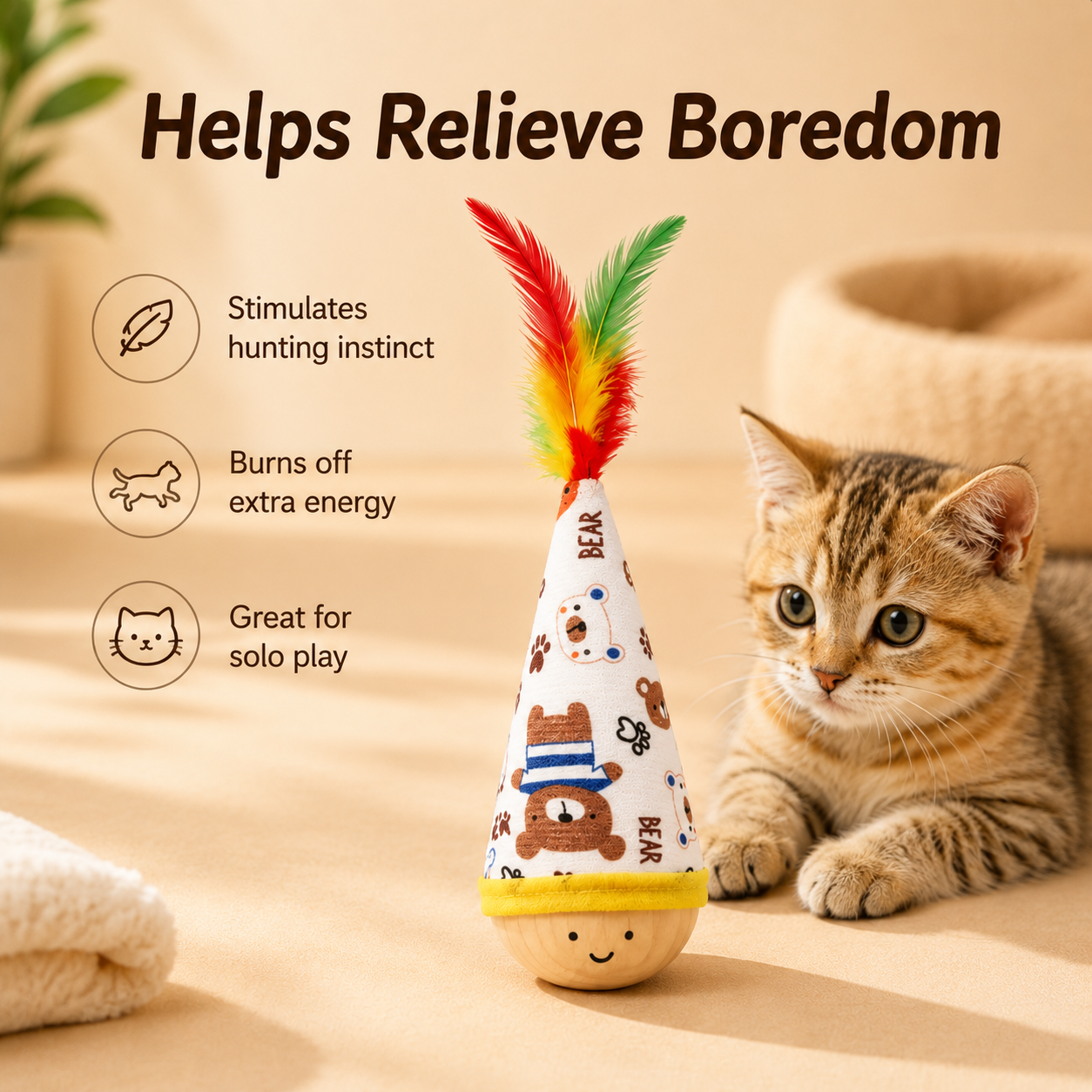 Feather Tumbler Cat Interactive Toy