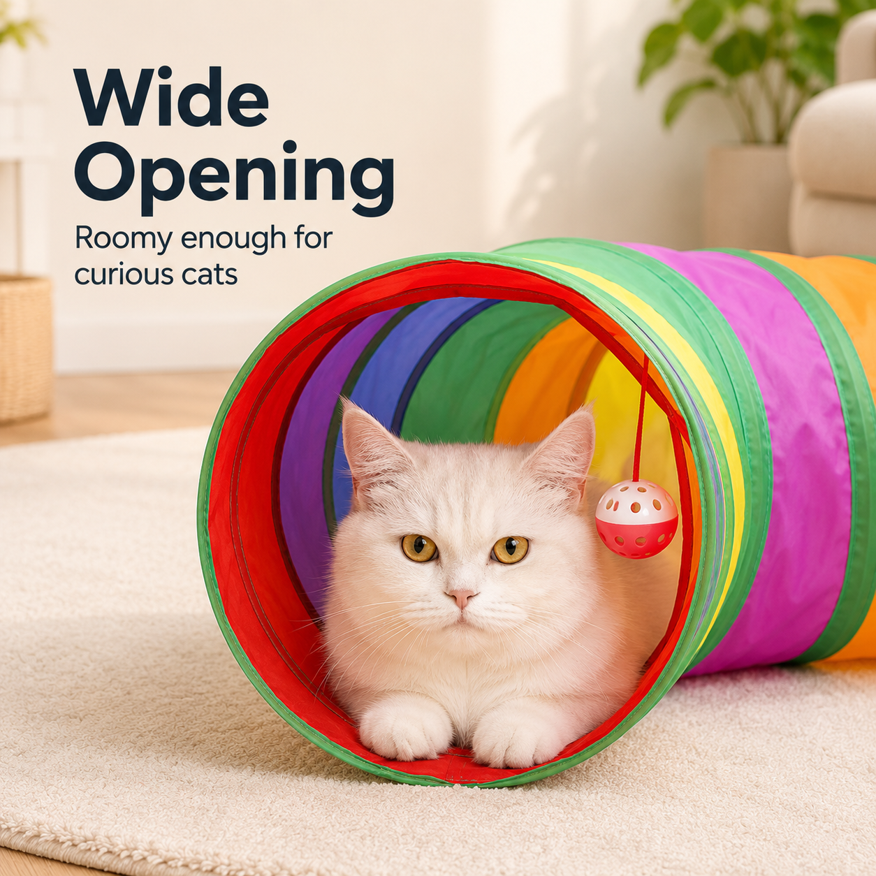 Foldable Rainbow Cat Play Tunnel