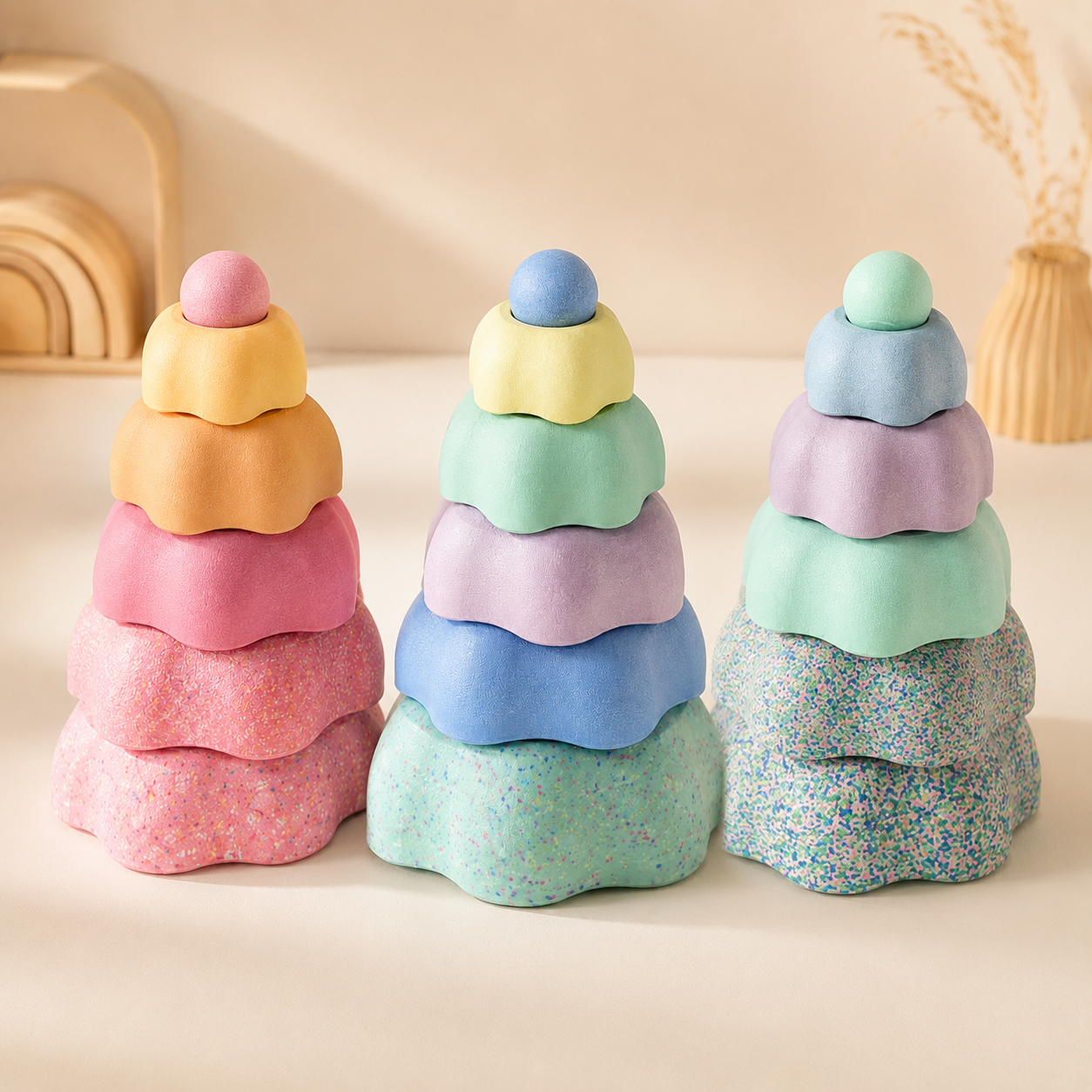 Rainbow Flower Shape Soft Stacking Blocks Toy
