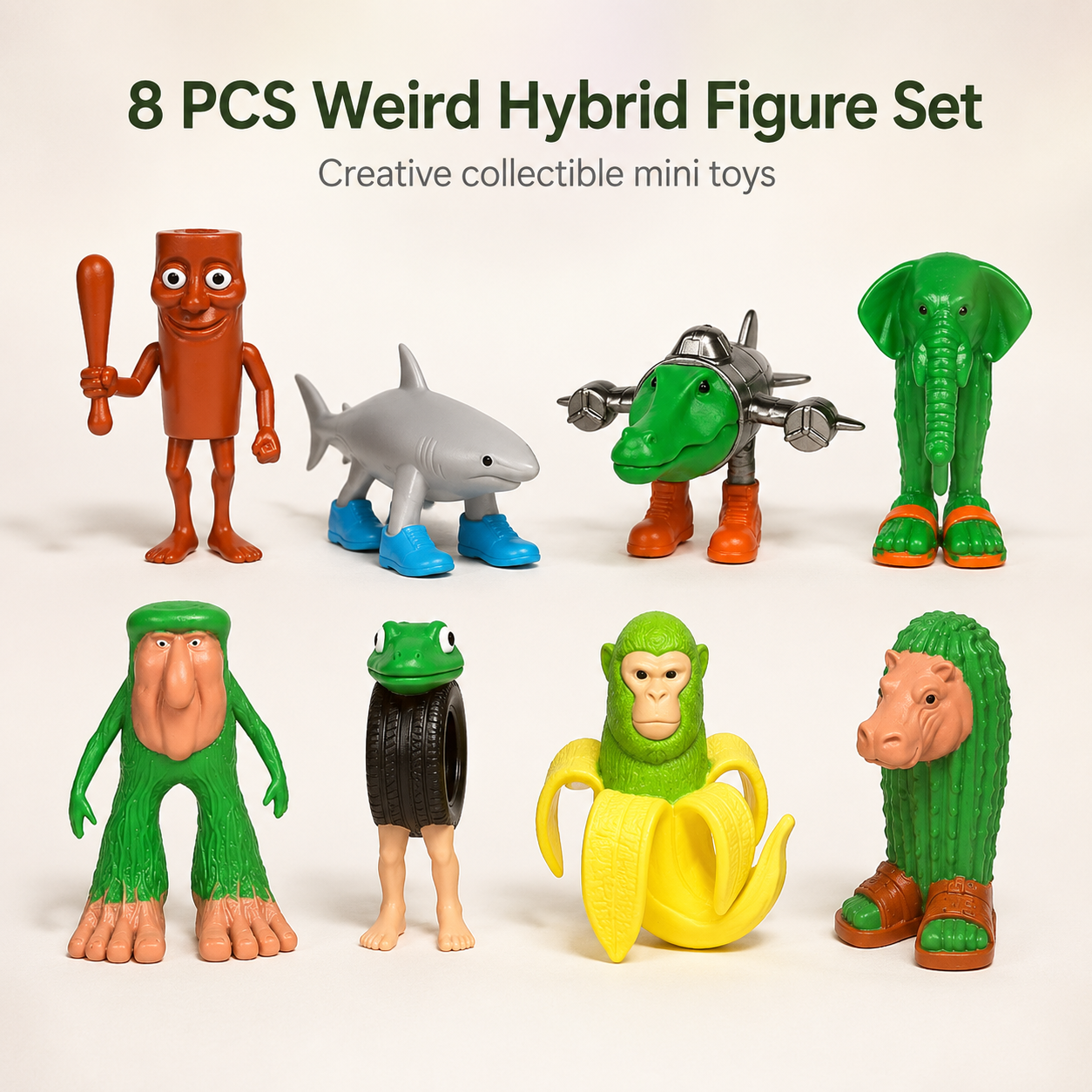 8 Styles Novelty Hybrid Weird Splicing Cartoon Figure Set