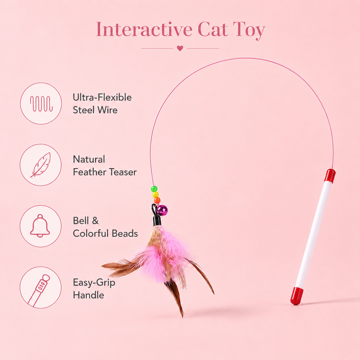 Flexible Steel Wire Bell Feather Cat Wand