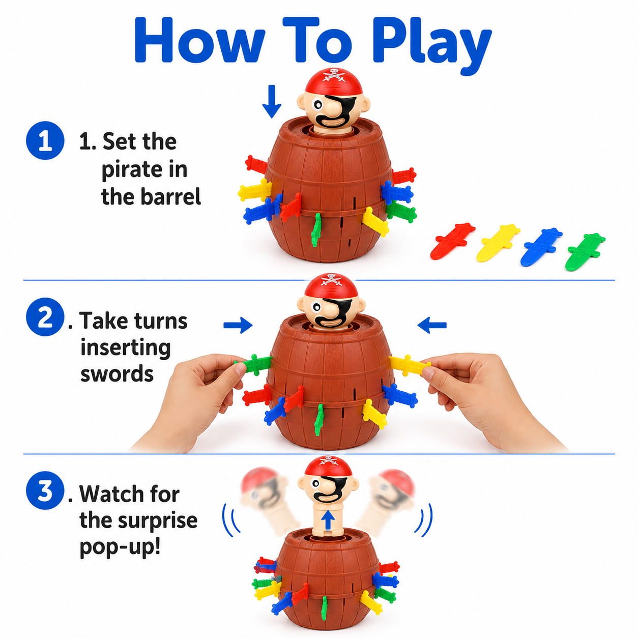 Pop Up Pirate Barrel Stab Sword Challenge Game