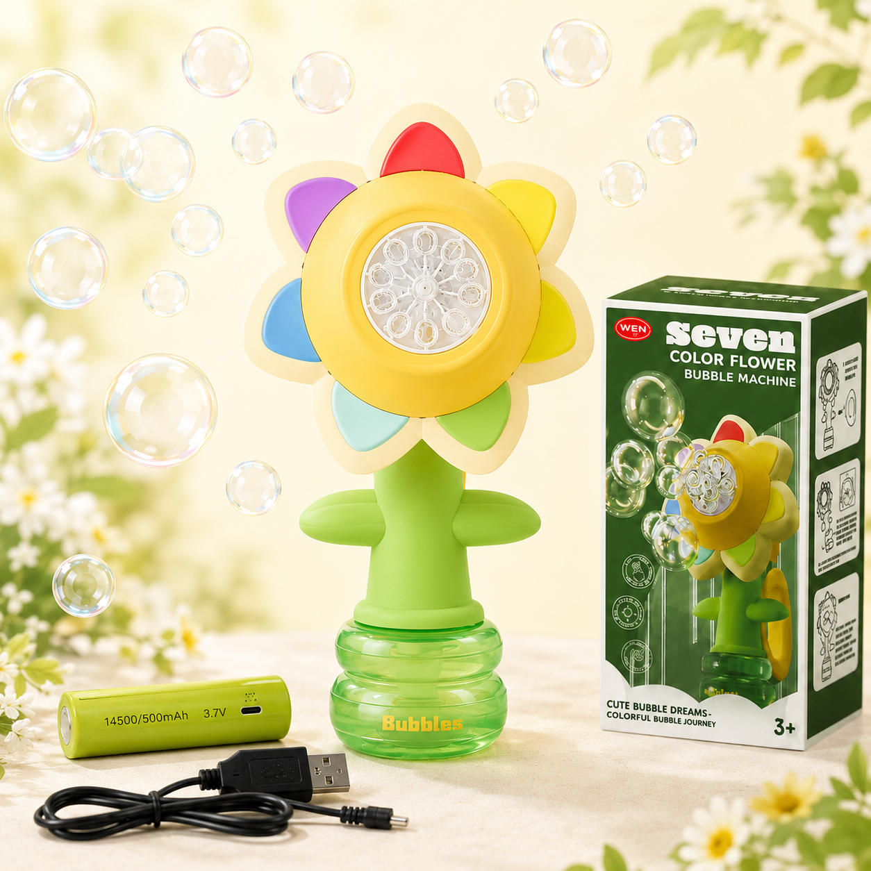 Sunflower Flower Handheld Electric Bubble Blower Toy