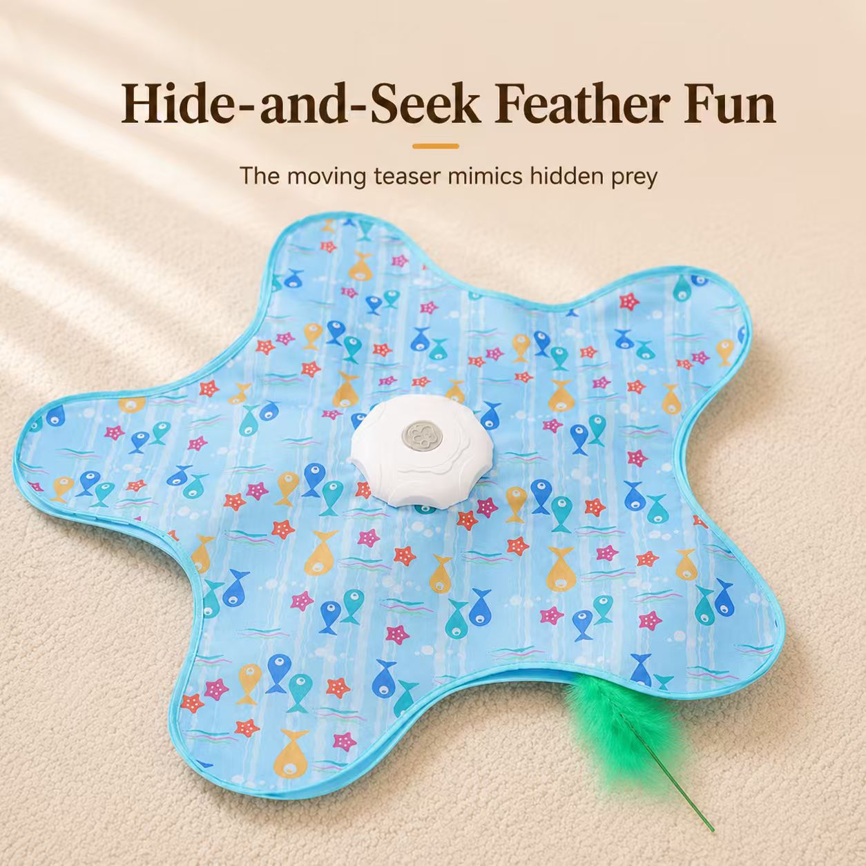 Automatic Electric Starfish Interactive Cat Toy Mat with Feather