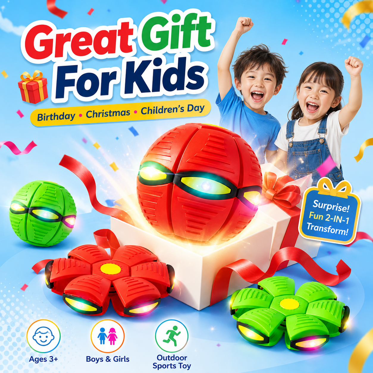 LED Light Magic Deform Flying Saucer Ball Toy