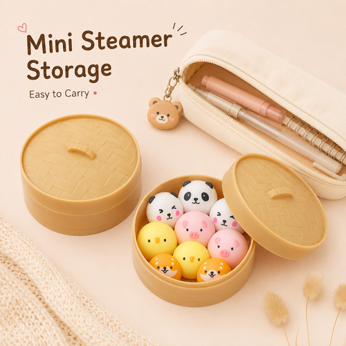 Cartoon Animal Slow Rebound Stress Squeeze Toy with Mini Steamer Box