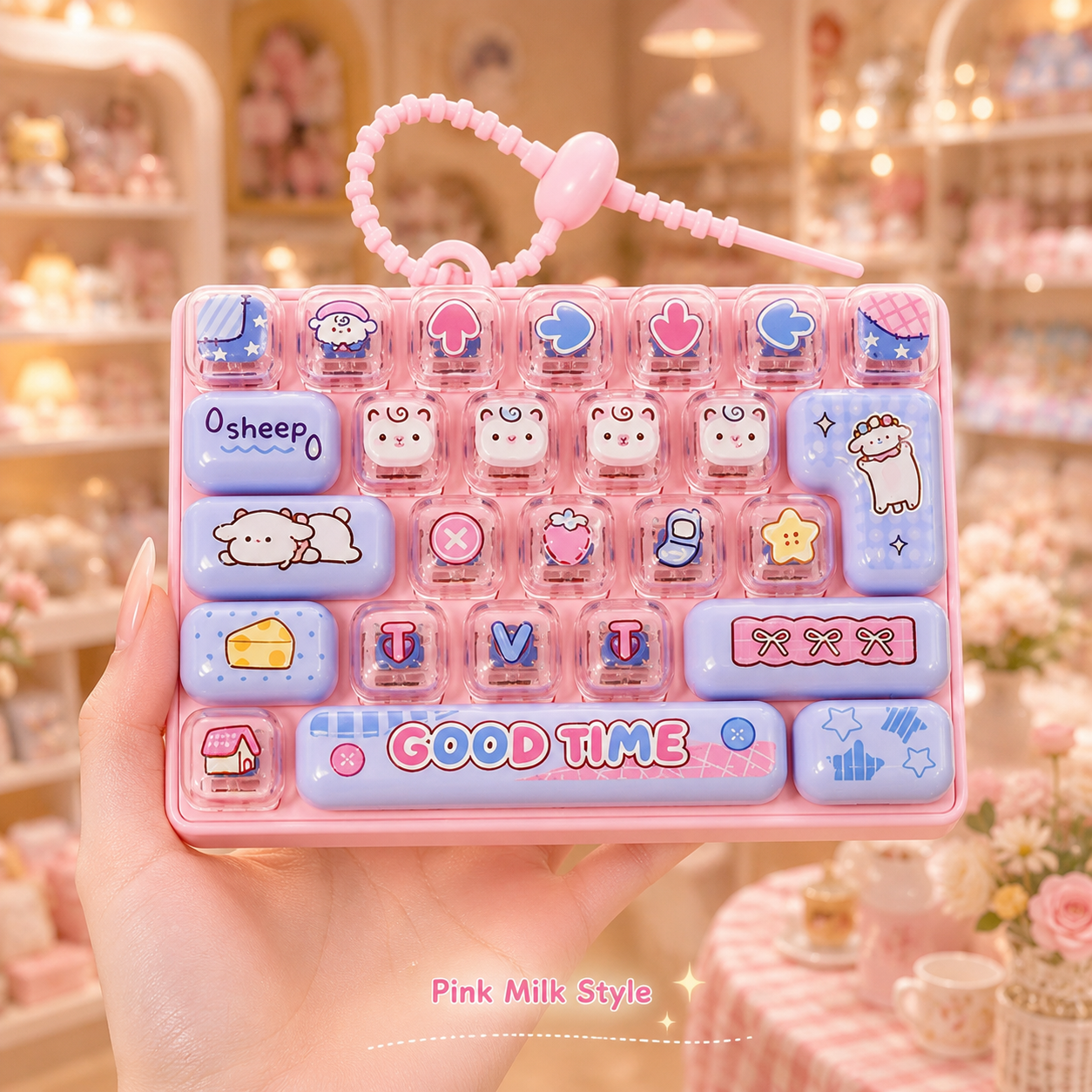 Cartoon Keyboard Shape Pop Fidget Keychain