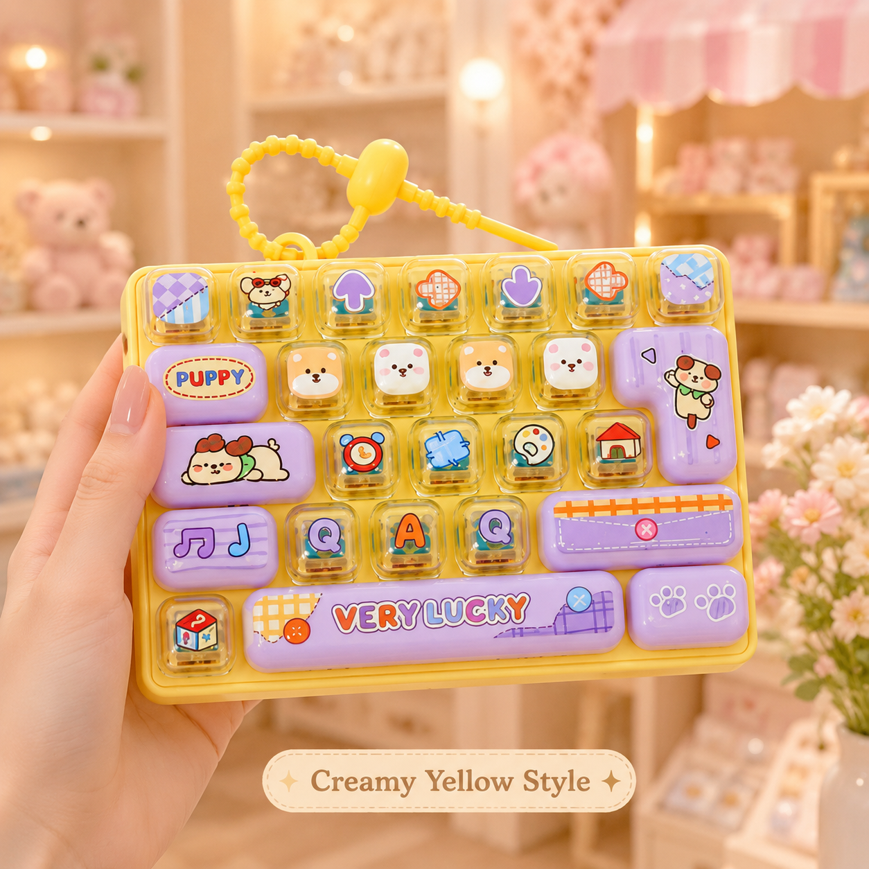 Cartoon Keyboard Shape Pop Fidget Keychain
