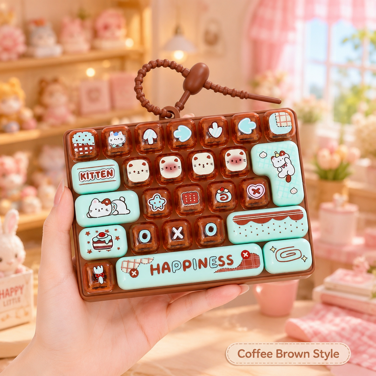 Cartoon Keyboard Shape Pop Fidget Keychain