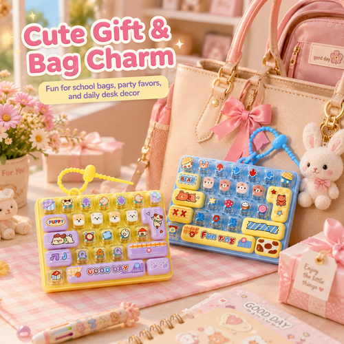 Cartoon Keyboard Shape Pop Fidget Keychain