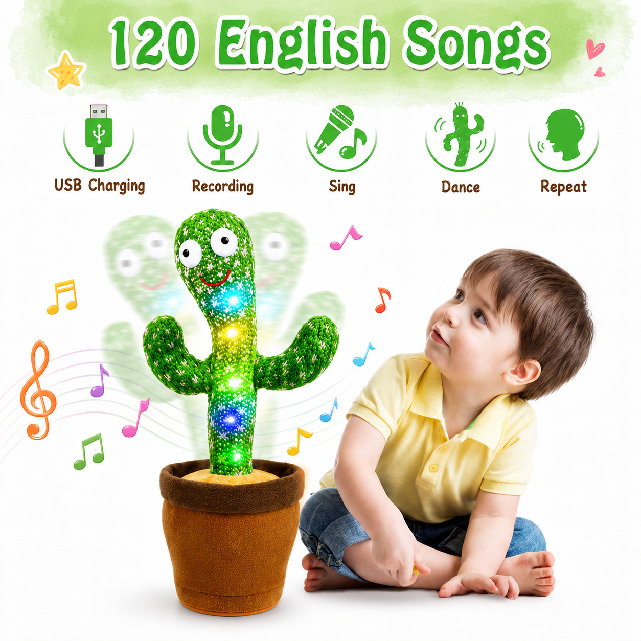 Singing Dancing Repeat Talking Cactus Plush Toy