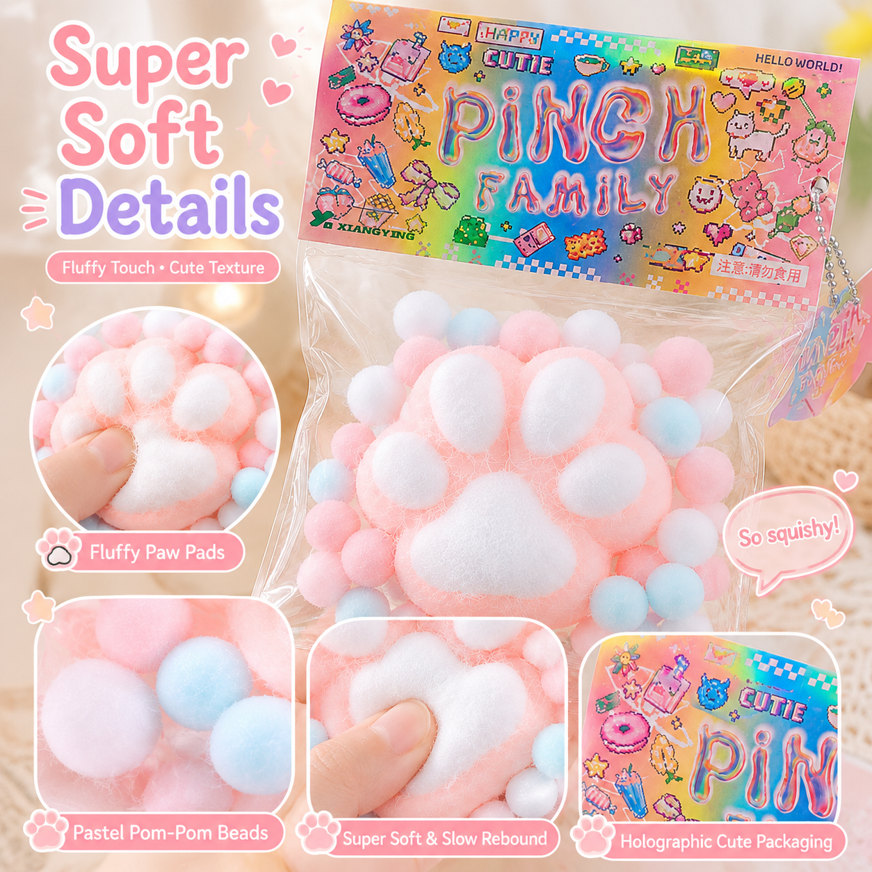 Fluffy Cloud Cat Paw Squishy Toy