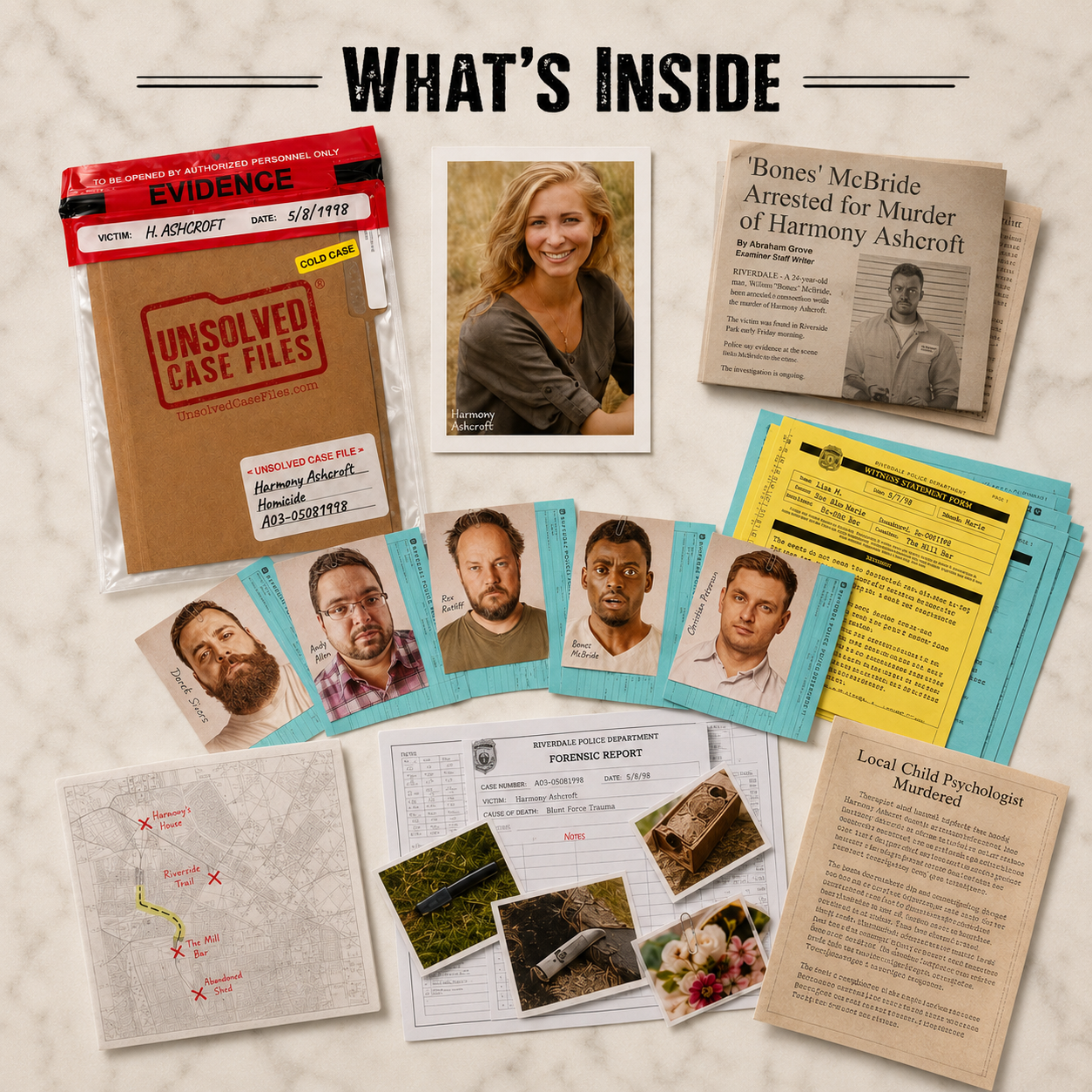 Harmony Ashcroft Unsolved Cold Case Murder Mystery Game