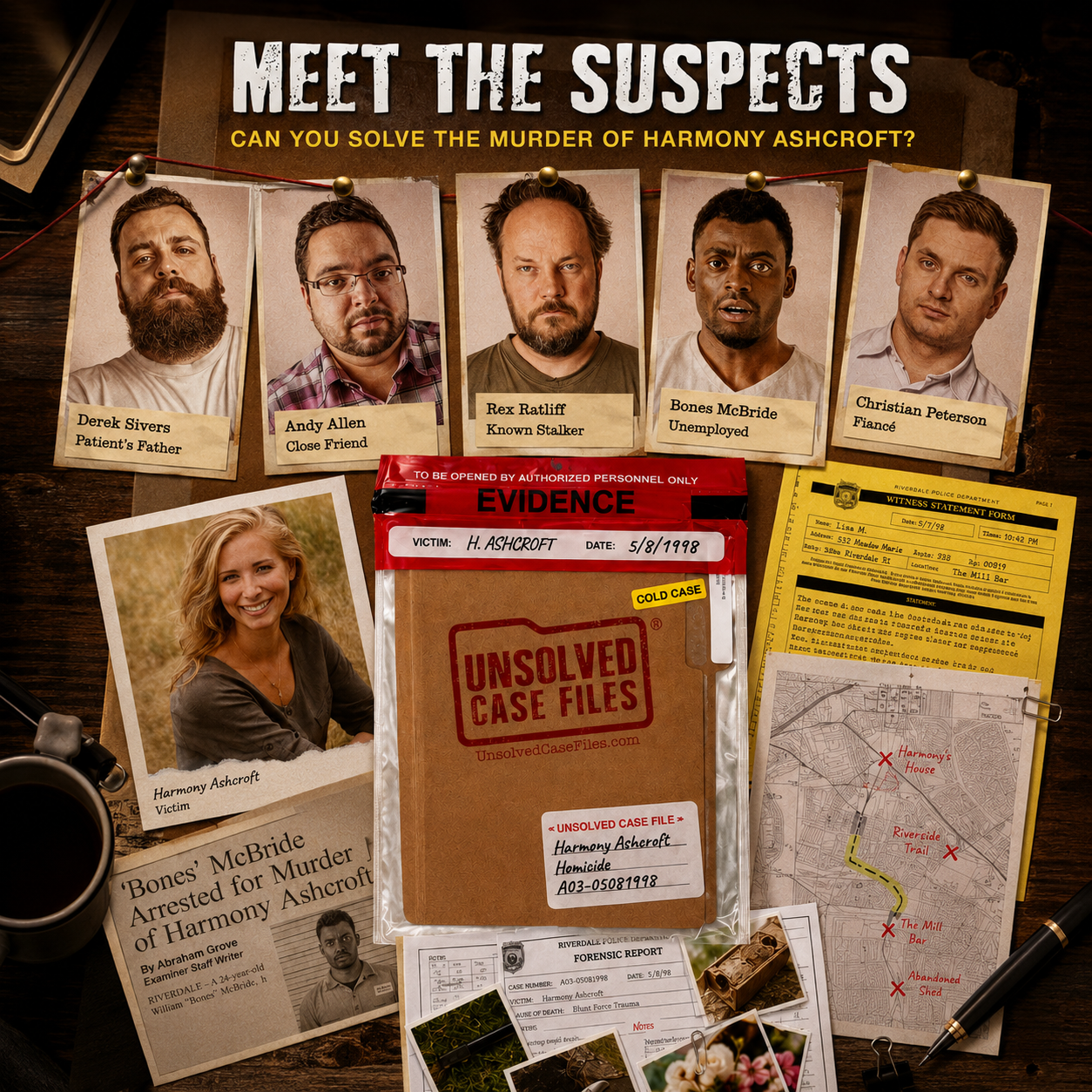 Harmony Ashcroft Unsolved Cold Case Murder Mystery Game