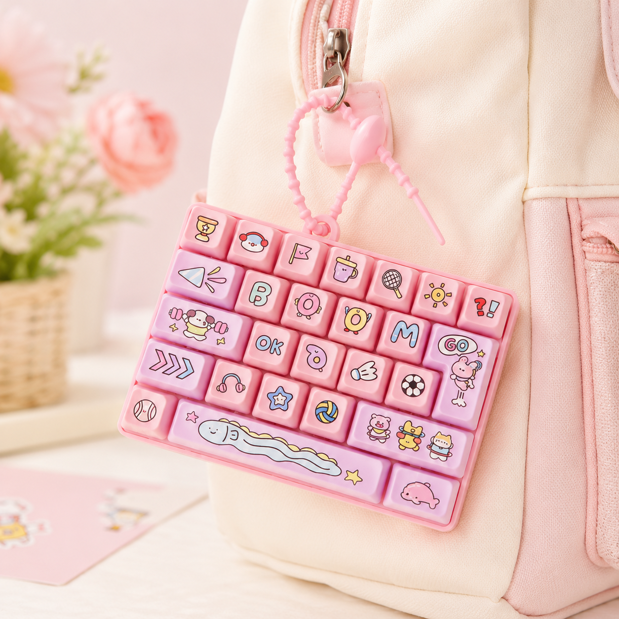 Pastel Keyboard Pop Fidget Keychain