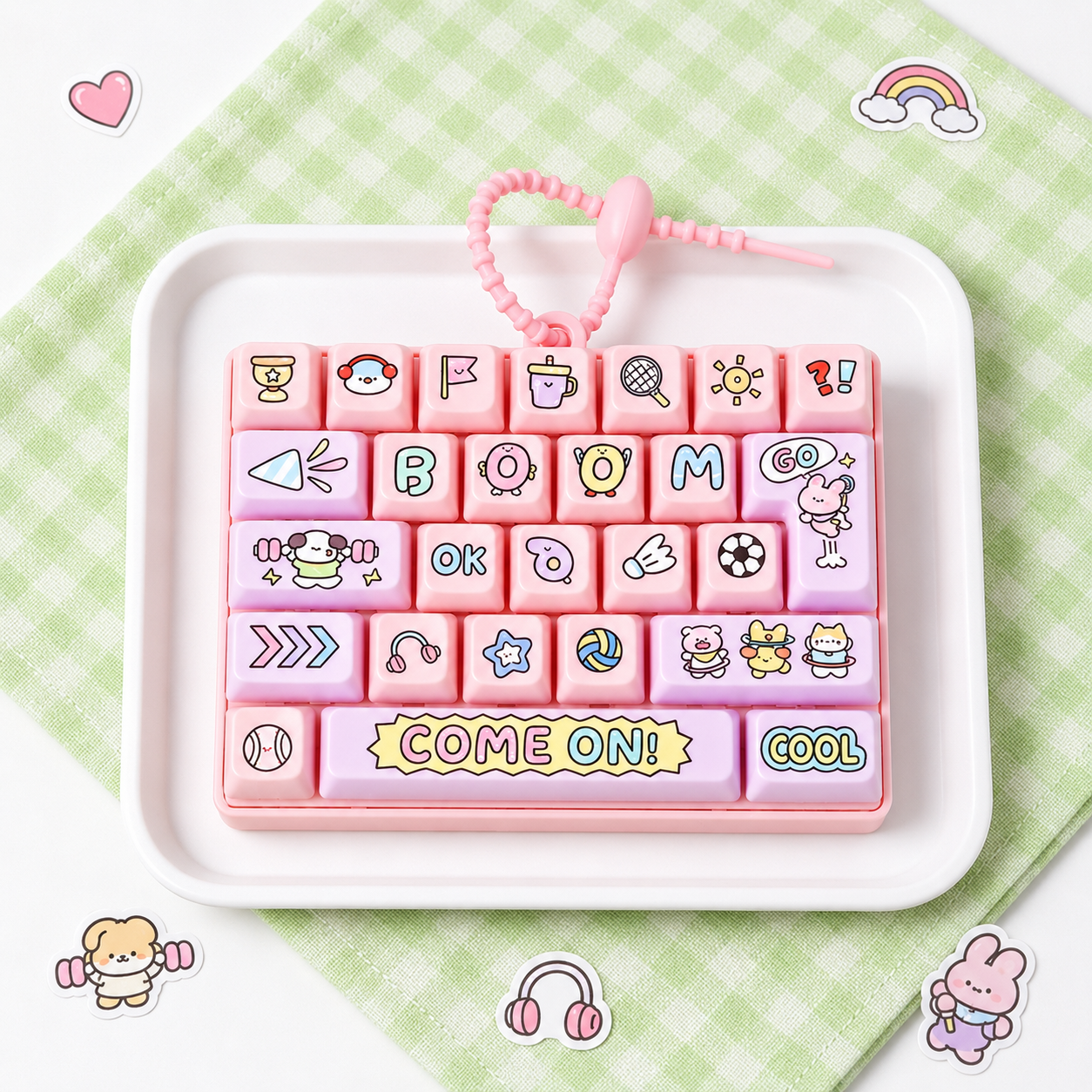 Pastel Keyboard Pop Fidget Keychain