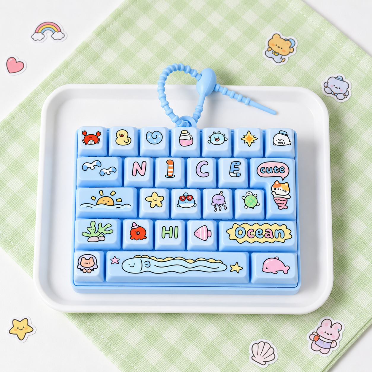 Pastel Keyboard Pop Fidget Keychain