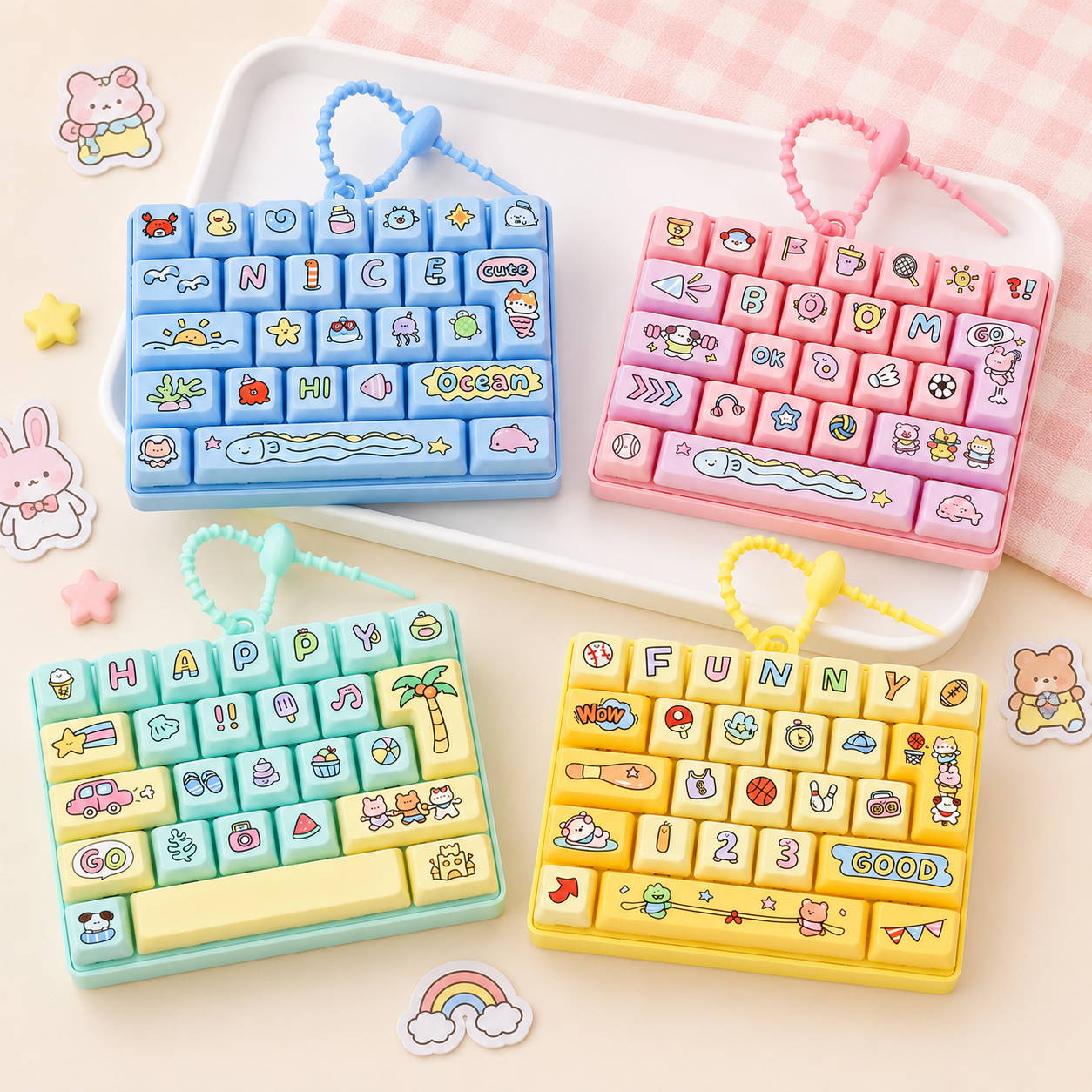 Pastel Keyboard Pop Fidget Keychain