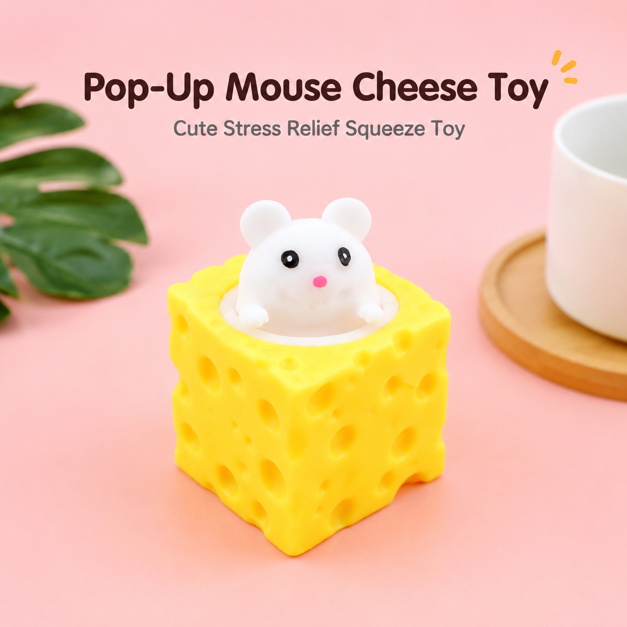 Squishy Cheese Mouse Toy, Pop Up Design for Instant Stress Relief