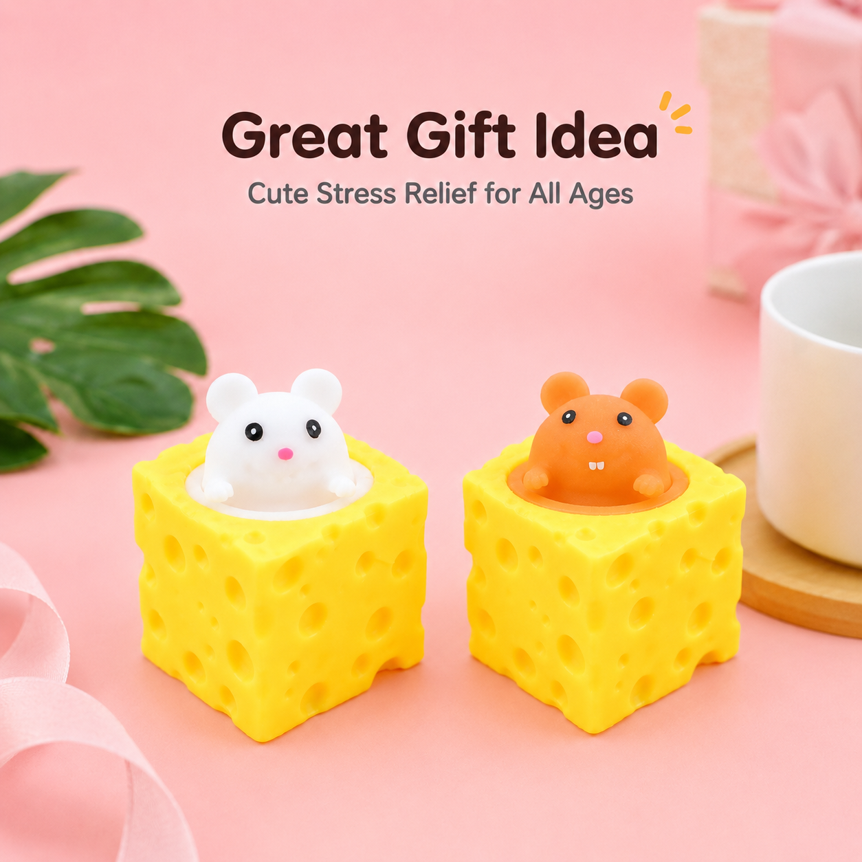 Squishy Cheese Mouse Toy, Pop Up Design for Instant Stress Relief