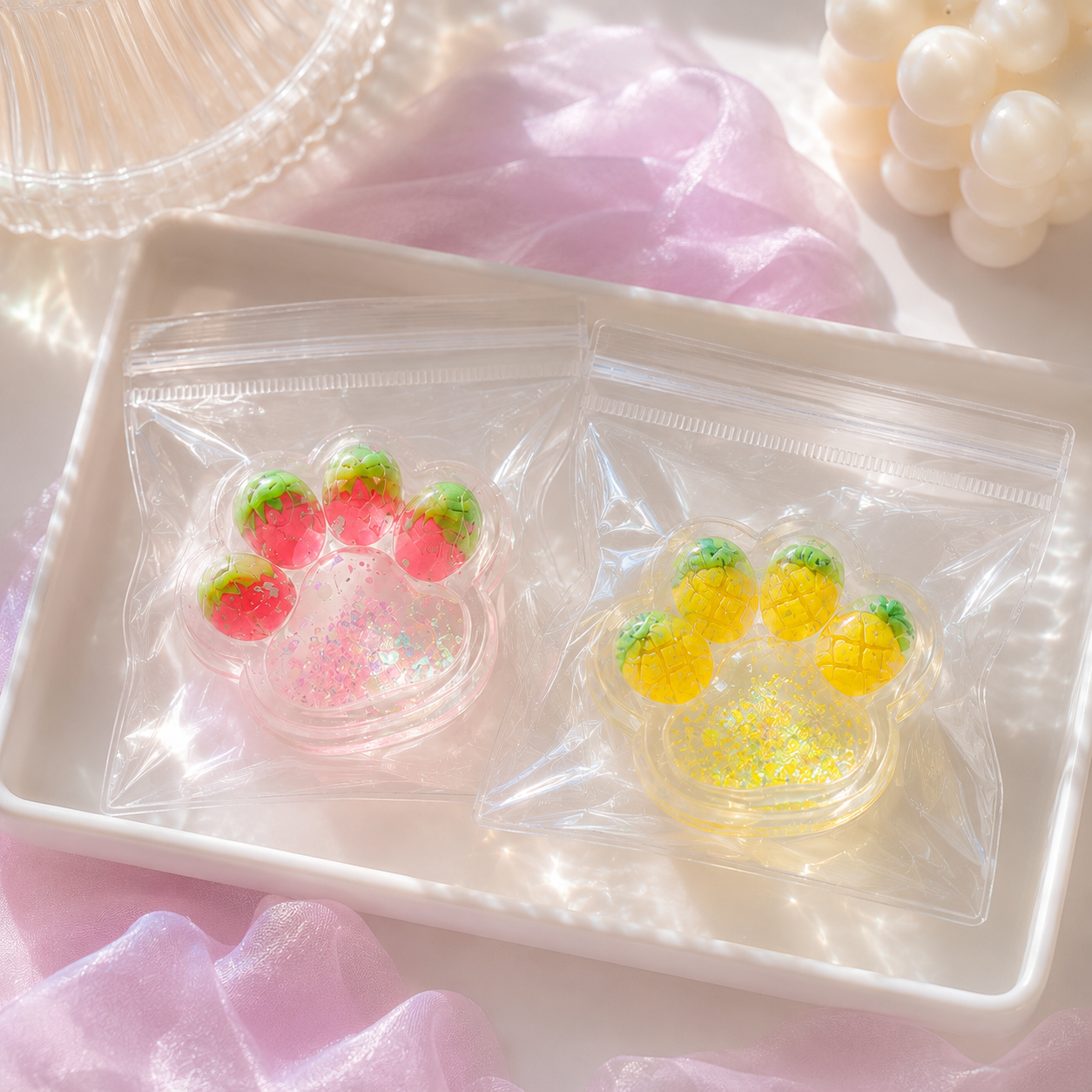 Glitter Peach Squishy Toy