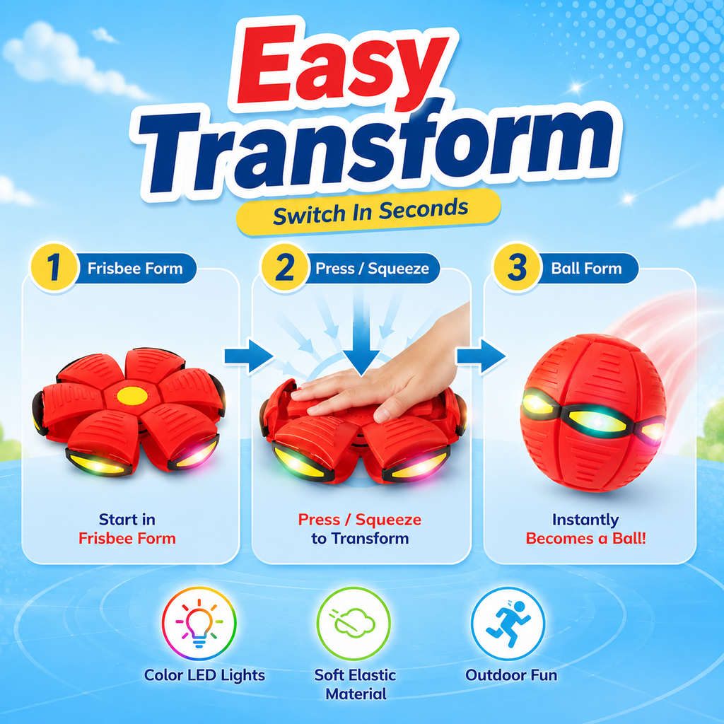 LED Light Magic Deform Flying Saucer Ball Toy