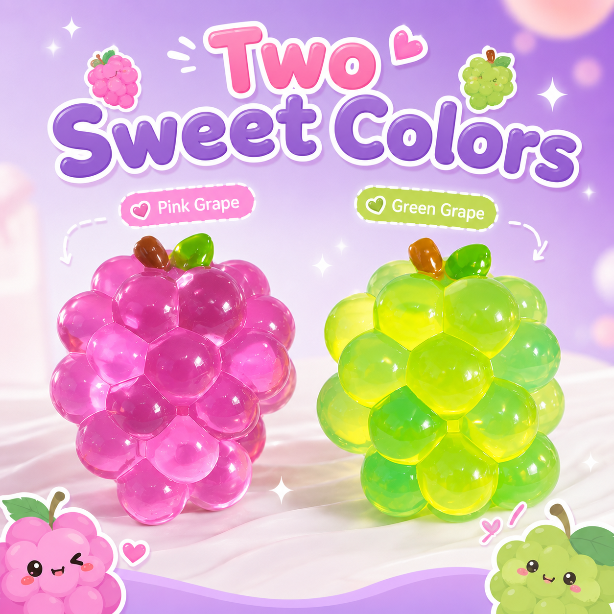 Transparent Jelly Grape Cluster Squishy Squeeze Toy