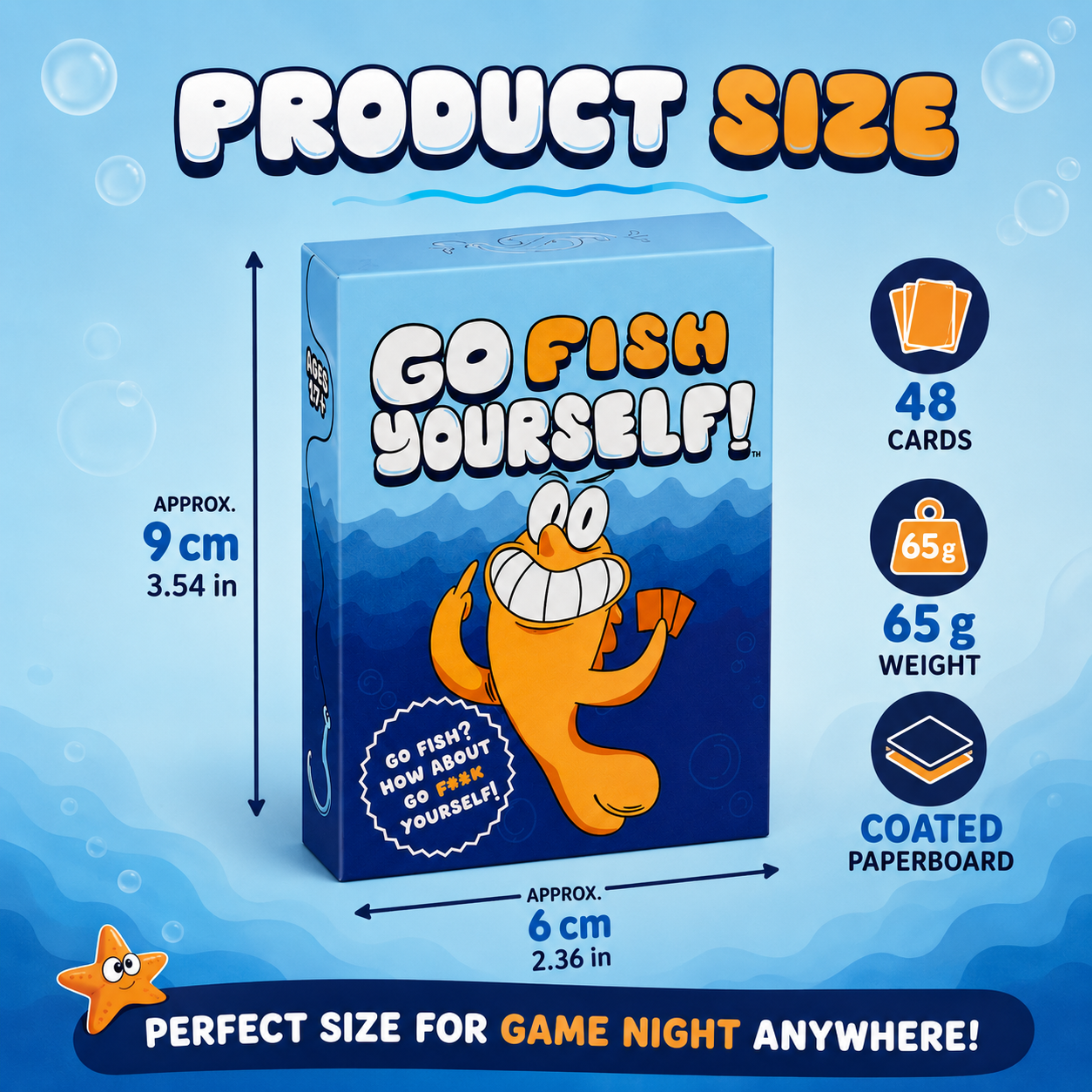 48 pcs/bag Go Fish Card Game Yourself Fun Gag Gift  Funny cards for family gatherings, pastime, parties