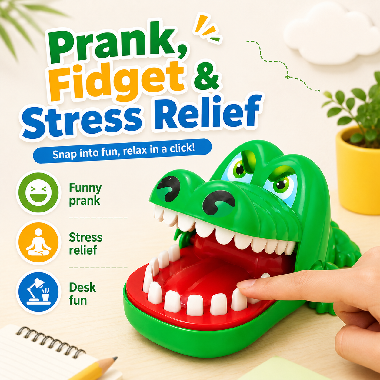 Funny Crocodile Bite Finger Prank Toy, Random Risk Interactive Party Game