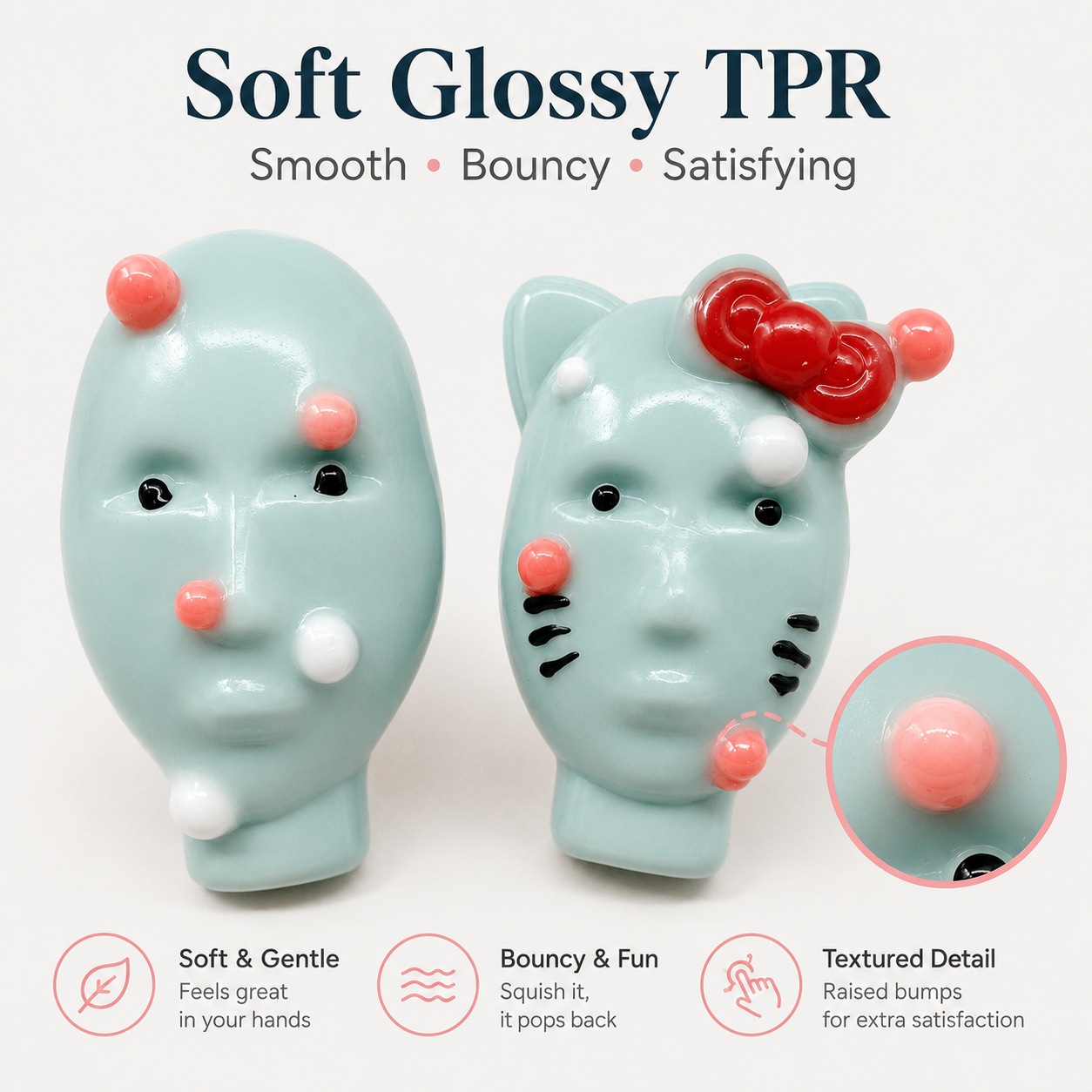 Pimple Popping Human Face Cat Squishy Fidget Toy