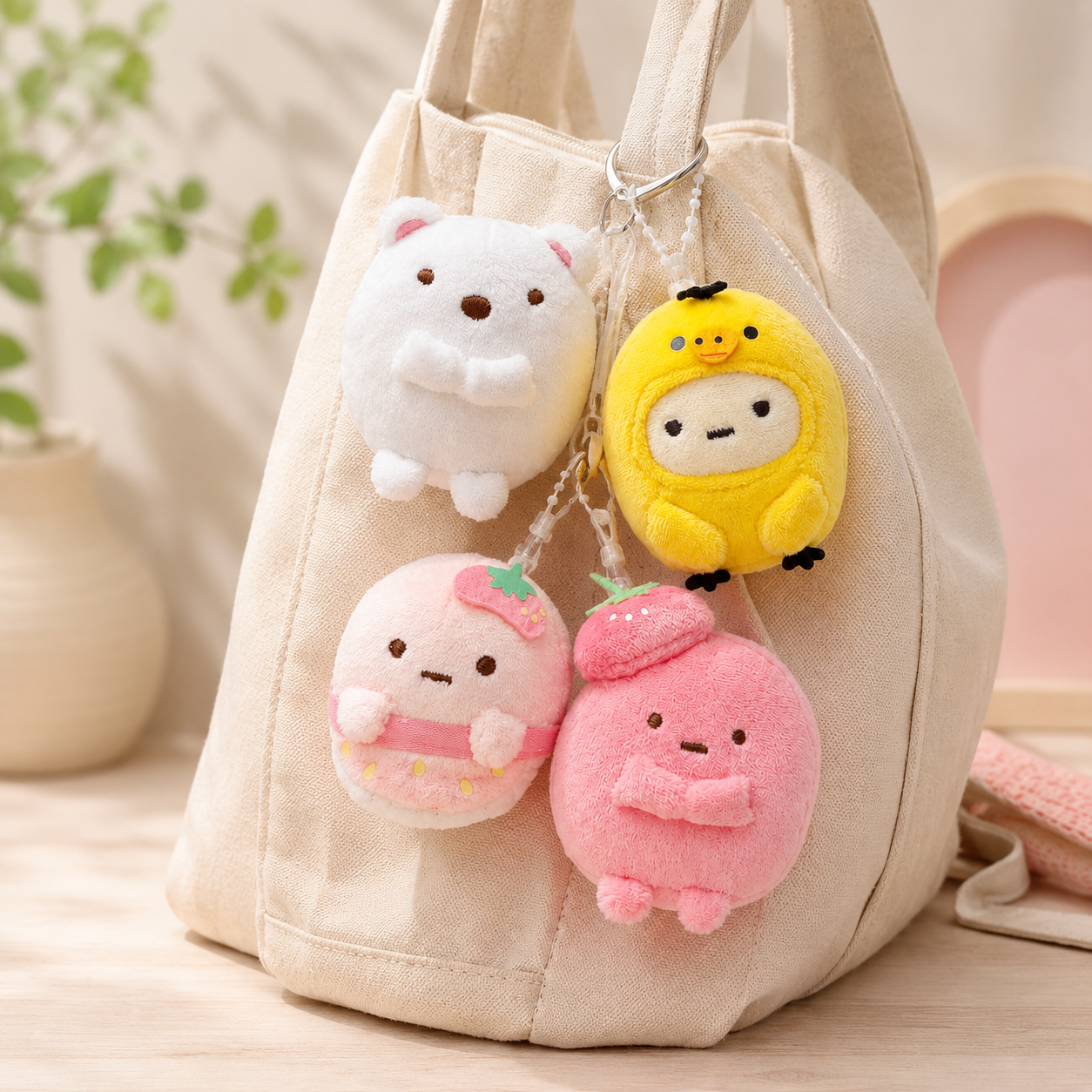 Kawaii Round Plush Bag Key Pendant