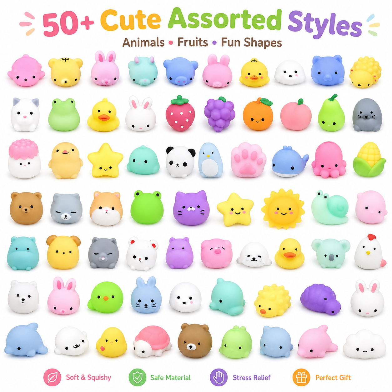 Mixed Styles Mini Kawaii Mochi Squishy Fidget Toy