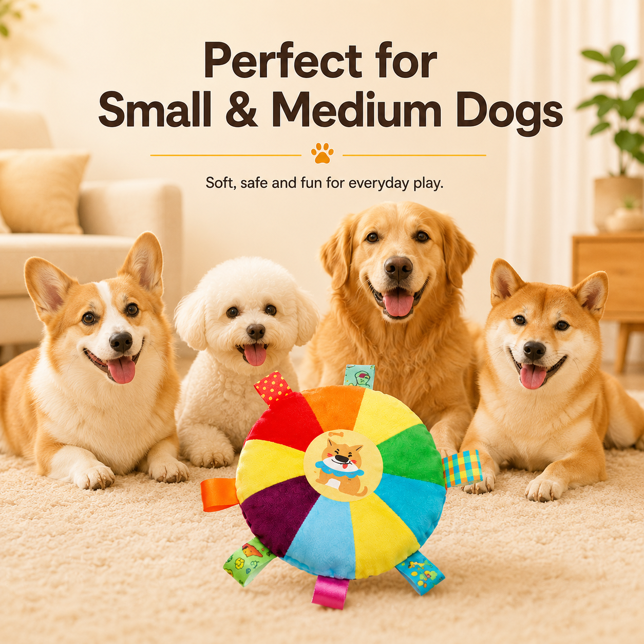 Plush Squeaky Pet Flying Disc Dog Toy