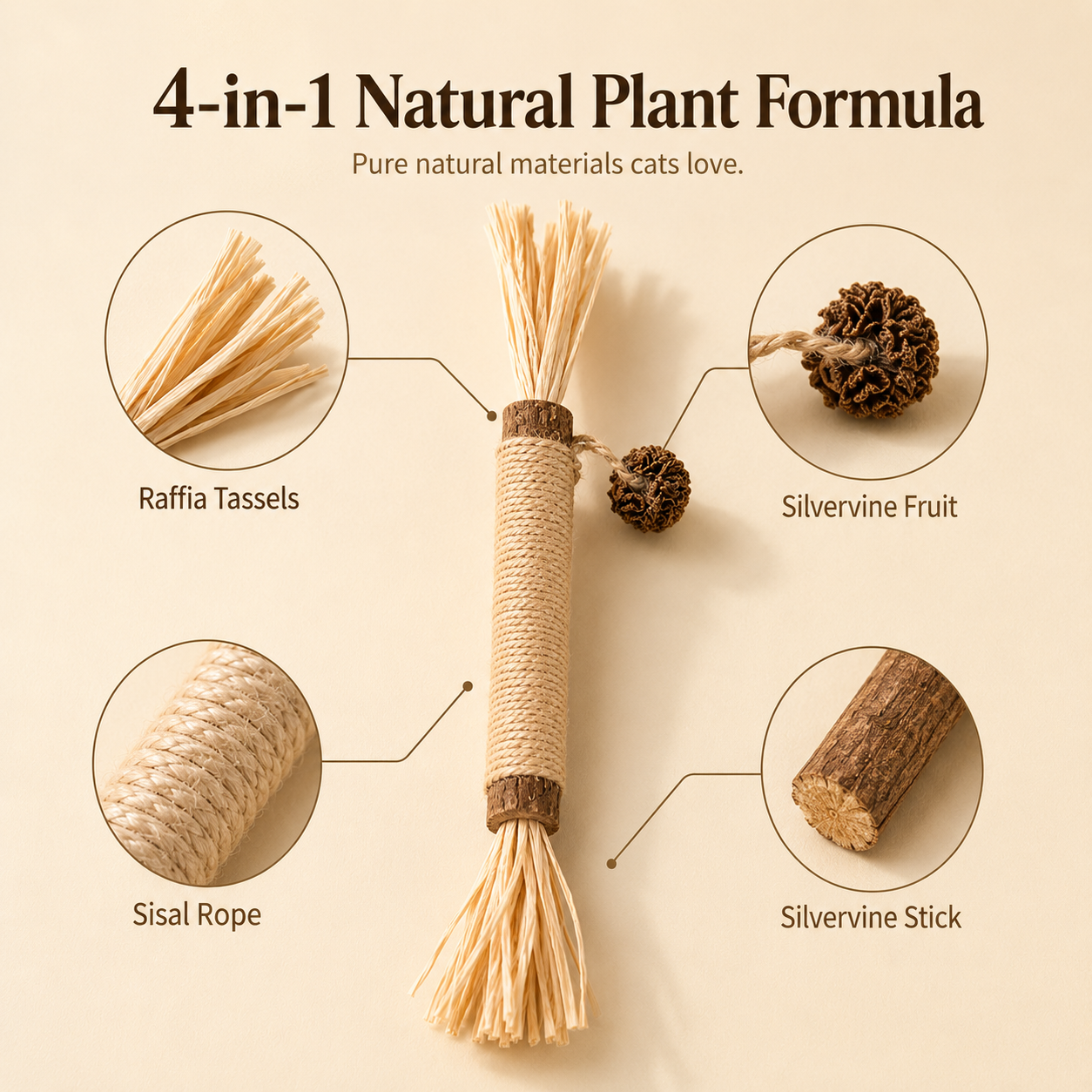 Sisal Wrapped Silvervine Cat Chew Toy Stick