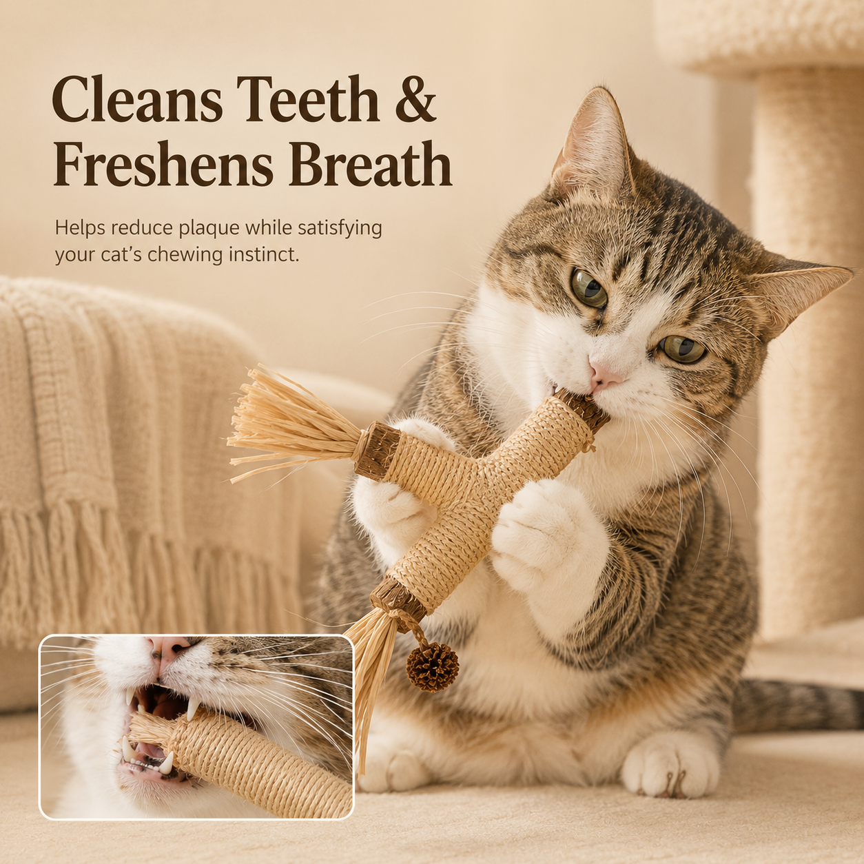 Sisal Wrapped Silvervine Cat Chew Toy Stick