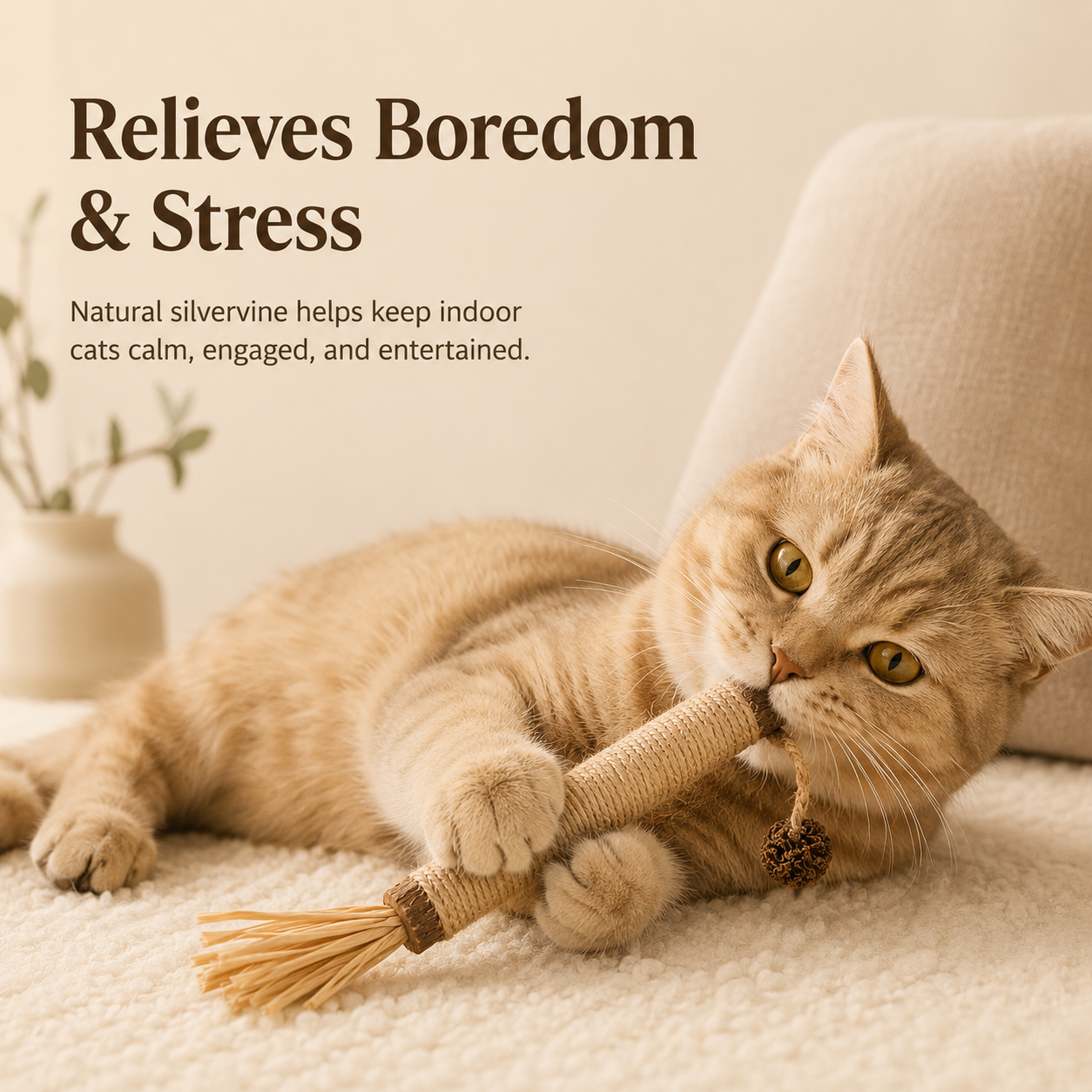 Sisal Wrapped Silvervine Cat Chew Toy Stick