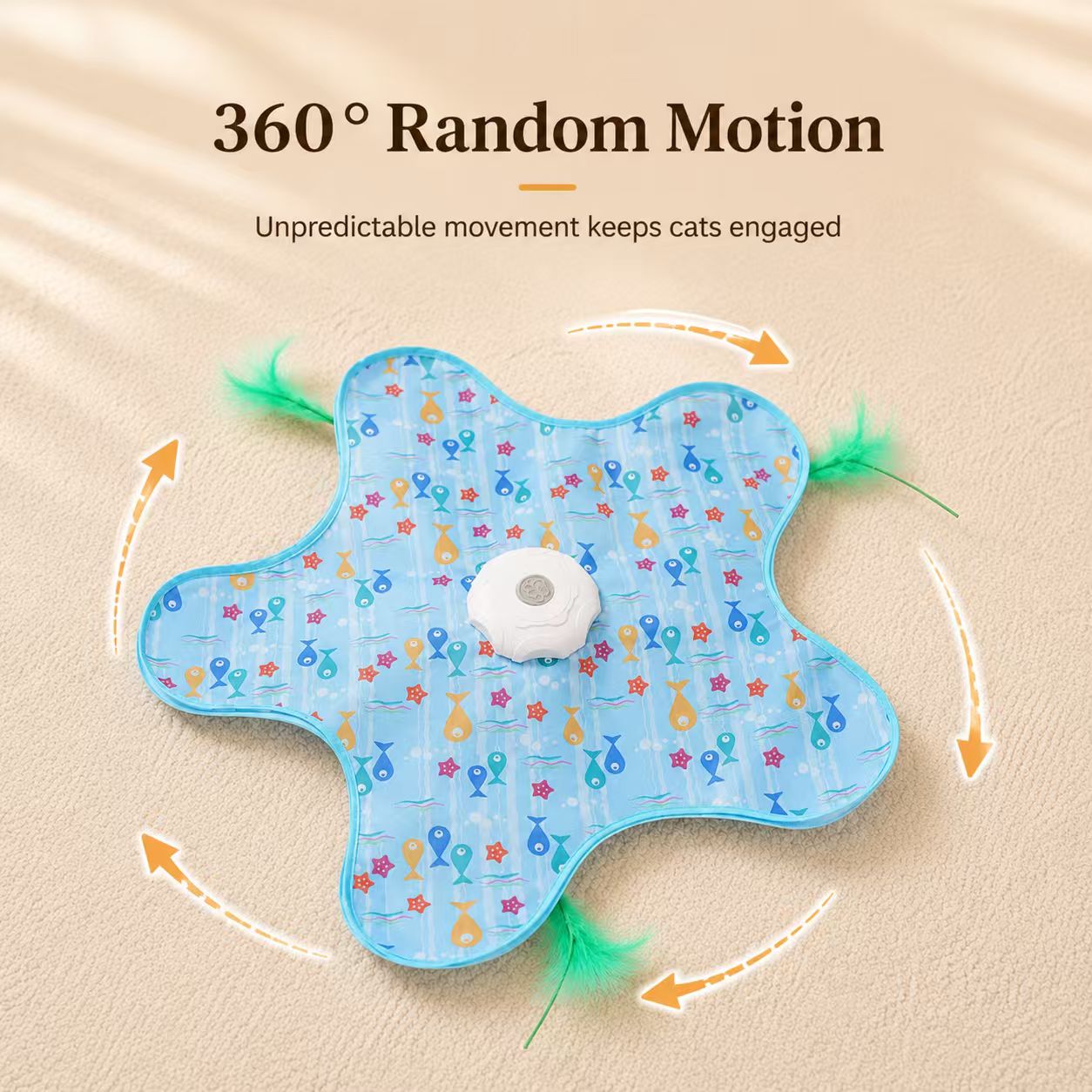 Automatic Electric Starfish Interactive Cat Toy Mat with Feather