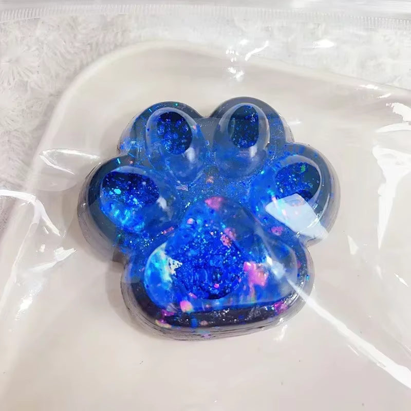 6 Colors Glitter Star Cat Paw Soft Squishy Toy