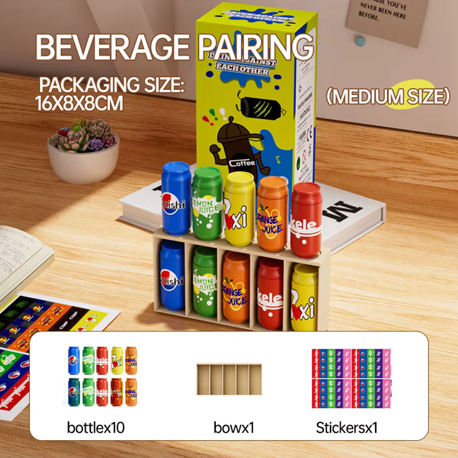Kids Beverage Can Matching Wooden Game, Interactive Social Educational Sorting Toy