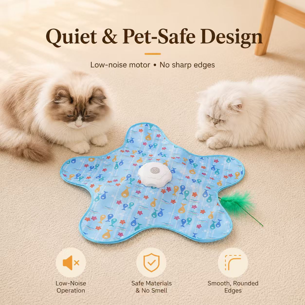 Automatic Electric Starfish Interactive Cat Toy Mat with Feather