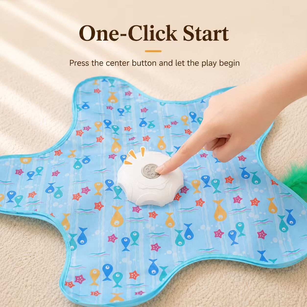 Automatic Electric Starfish Interactive Cat Toy Mat with Feather