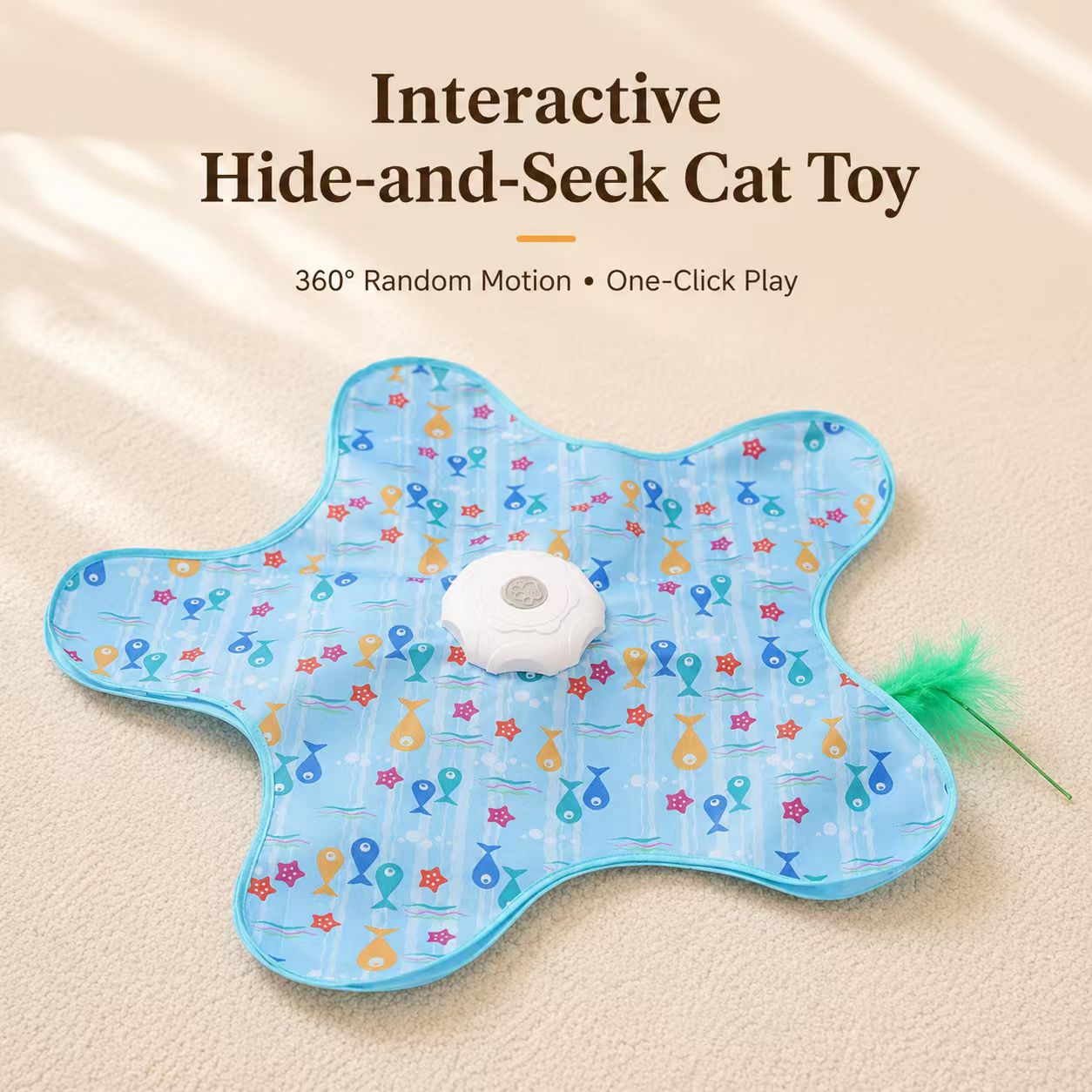Automatic Electric Starfish Interactive Cat Toy Mat with Feather